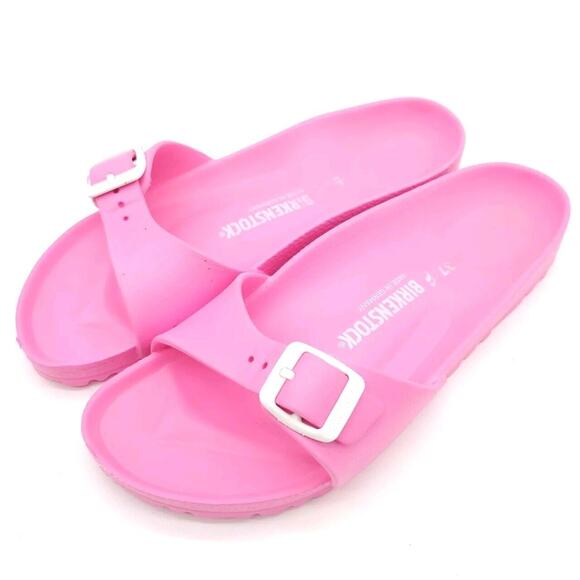Birkenstock (Womens US 6 EU 37) Madrid‎ Eva Pink Slip On Slides Sandals Strap - Picture 1 of 9